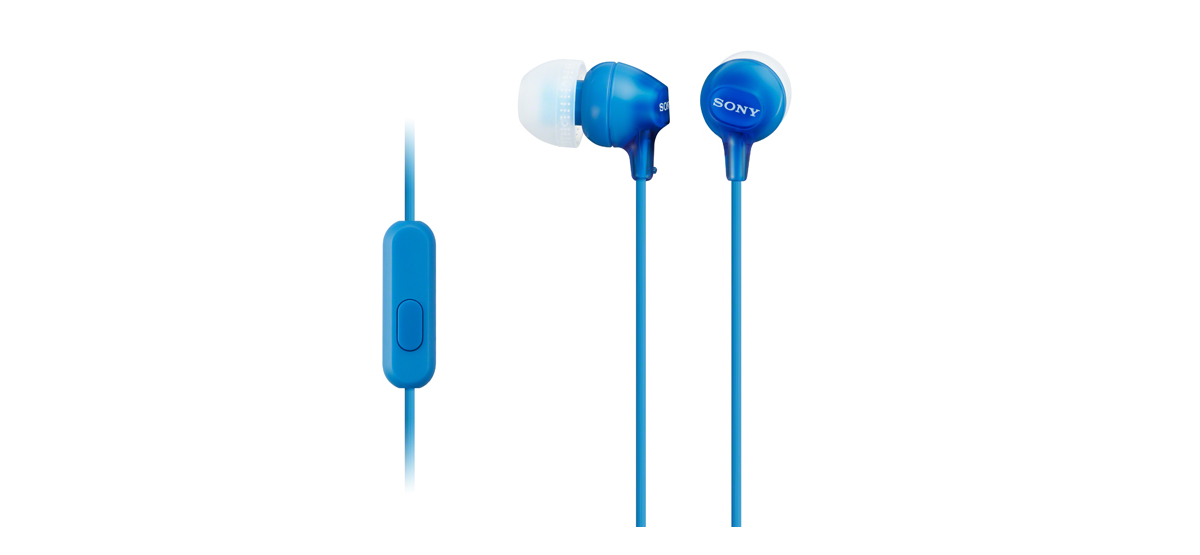 Sony MDR-EX15AP Wired In-Ear Earphones with Microphone - Blue - official product image