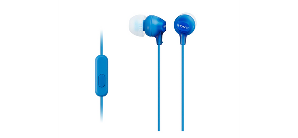 Sony MDR-EX15AP Wired In-Ear Earphones with Microphone - Blue - official product image