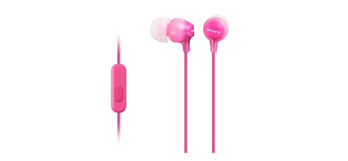 Sony MDR-EX15AP Wired In-Ear Earphones with Microphone - Pink - official product image