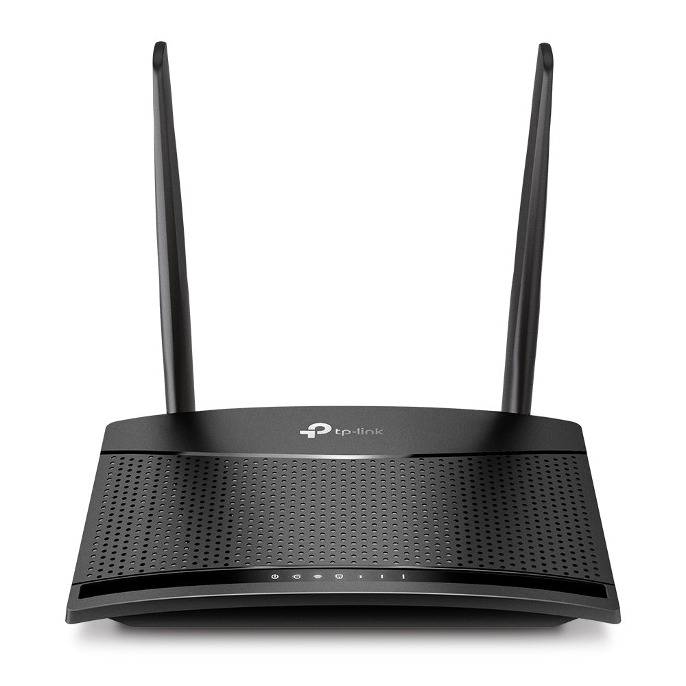 TP-Link TL-MR100 4G LTE router — front angle view