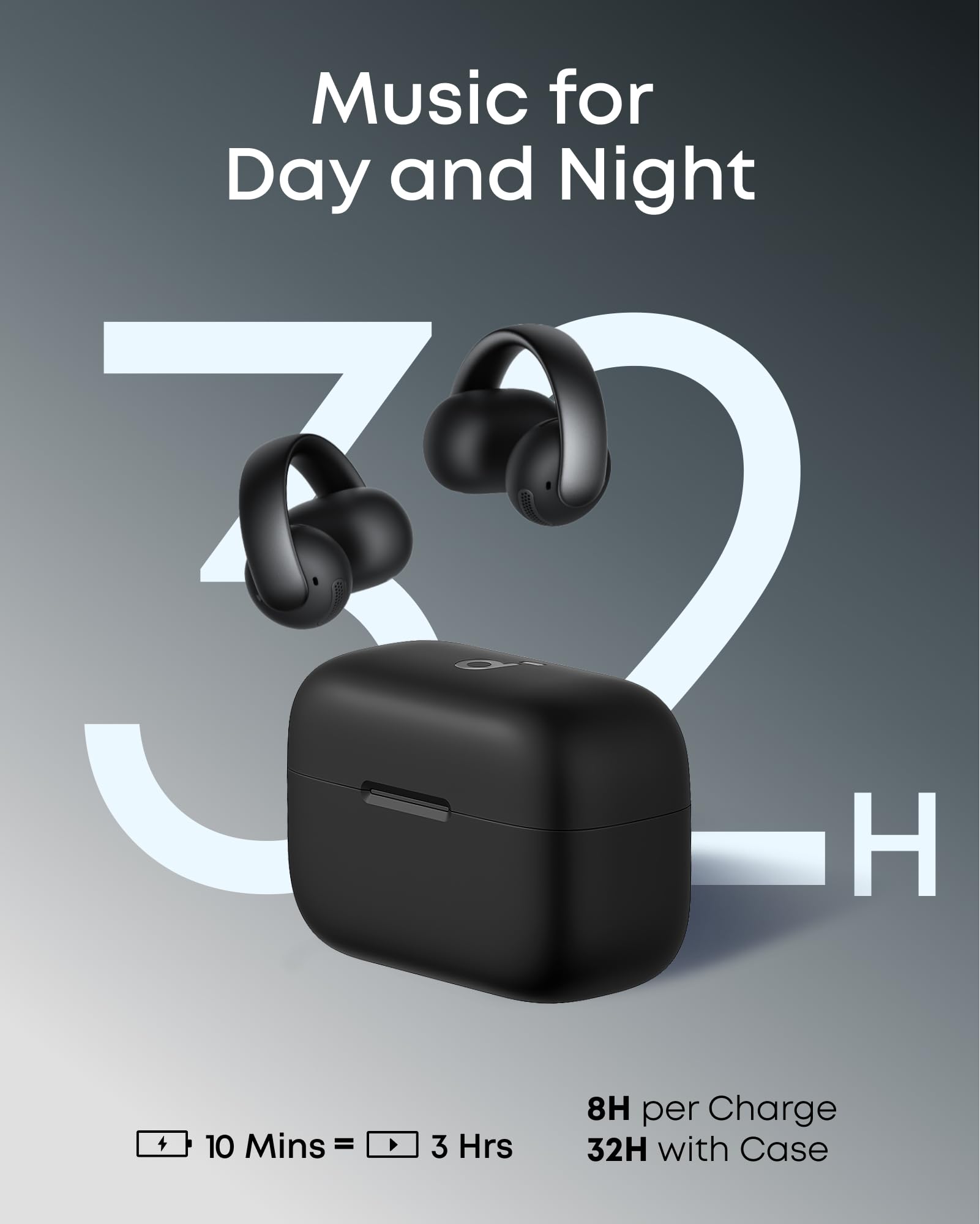 soundcore AeroClip Open-Ear Earbuds, Black - official product image