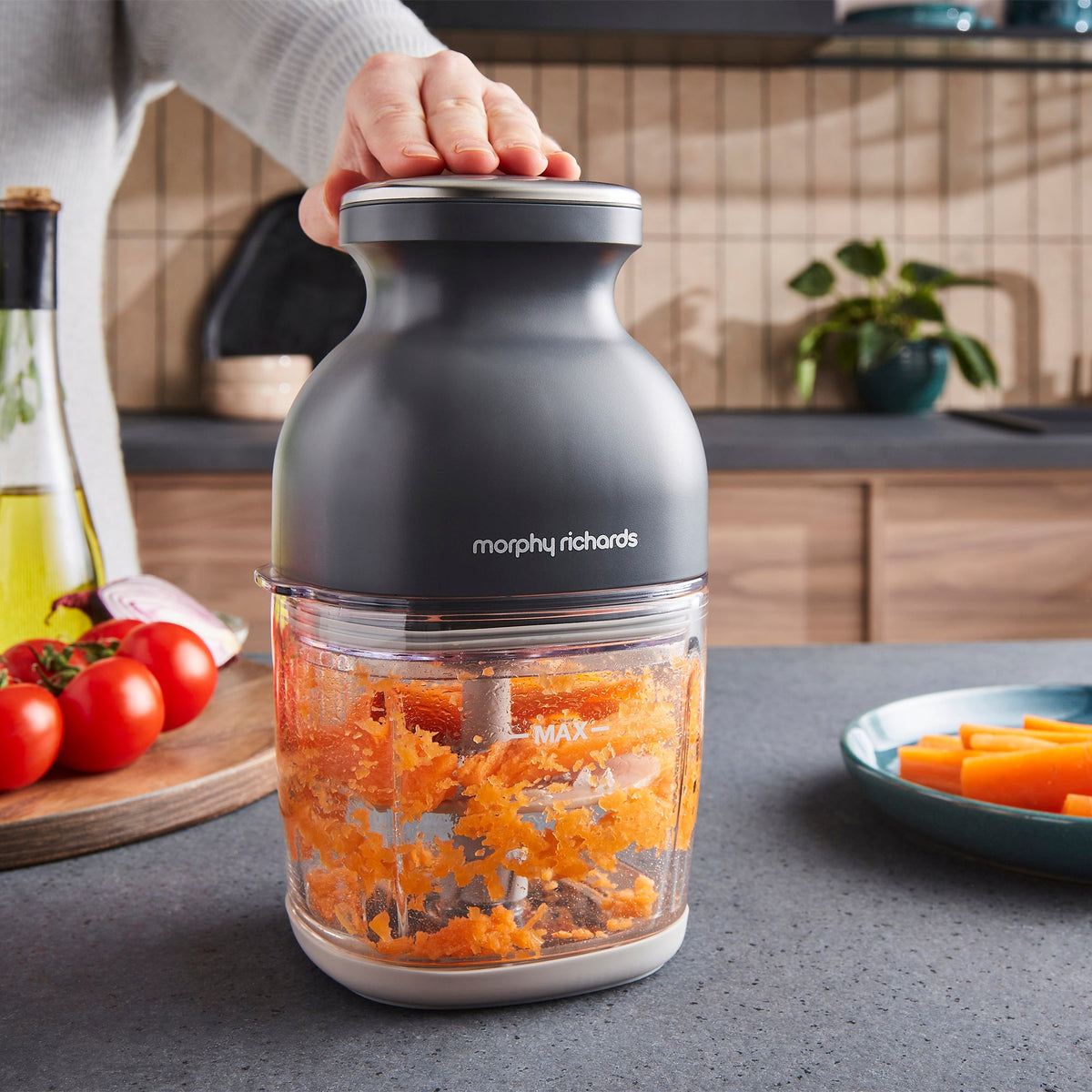 Morphy Richards 3-in-1 Mini Chopper Food Processor Rechargeable 800ml Black & Glass product image