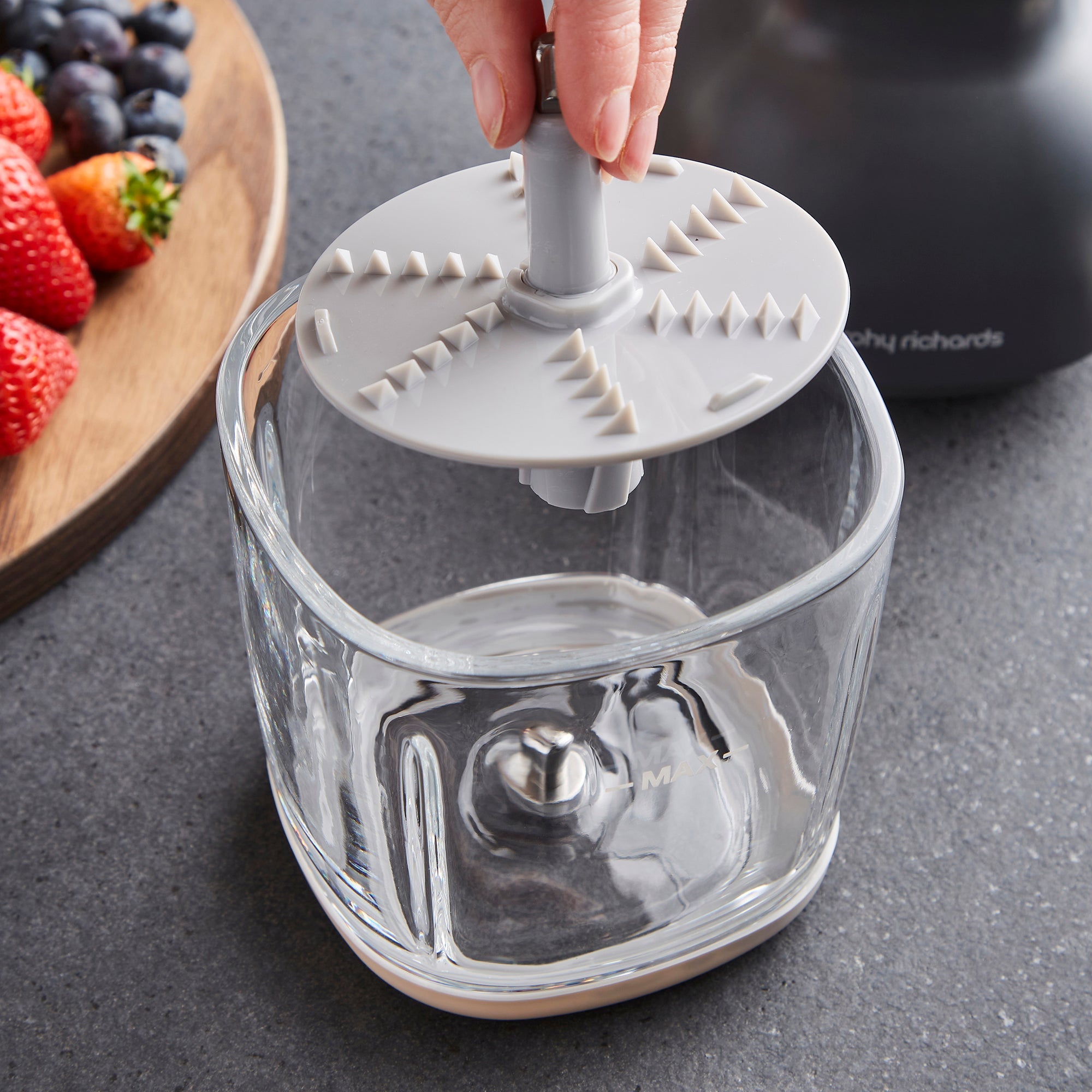 Morphy Richards 3-in-1 Mini Chopper Food Processor Rechargeable 800ml Black & Glass product image