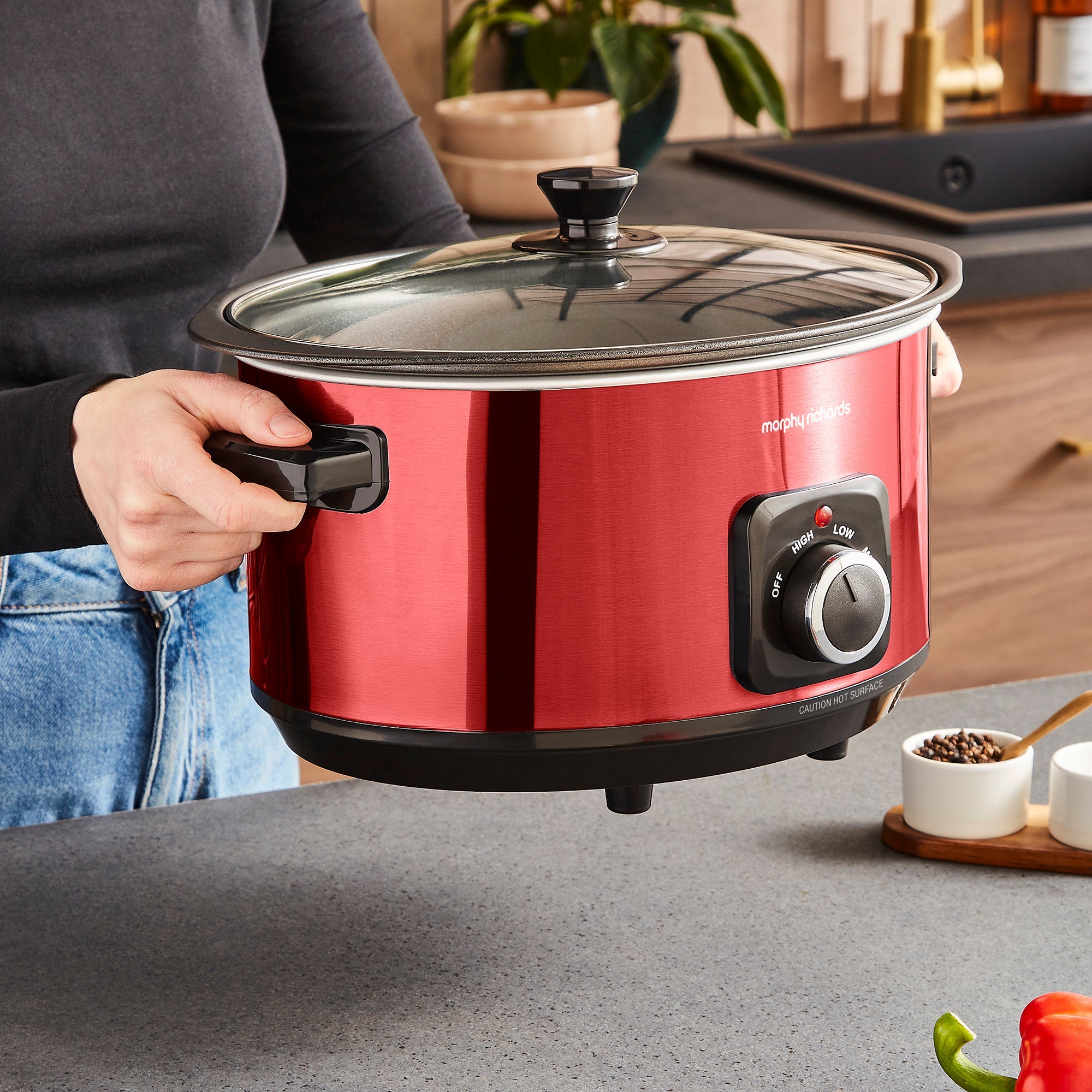 Morphy Richards Slow Cooker Accents Sear & Stew 6.5L Red product image