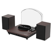 Majority Moto Plus Bluetooth Turntable and Bookshelf Speaker Bundle, Walnut - official product image