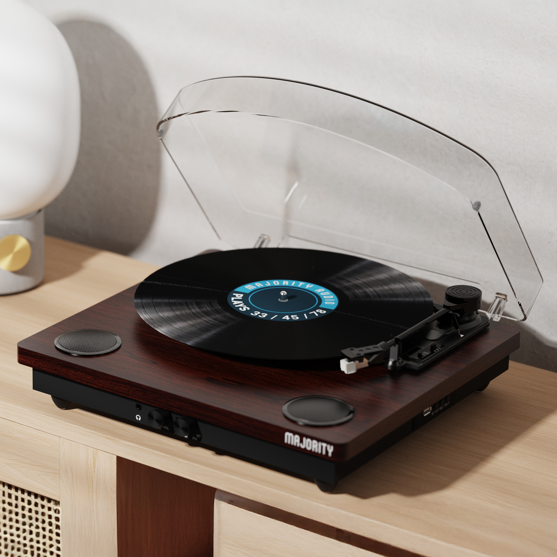 Majority Moto Bluetooth Turntable, Walnut - official product image