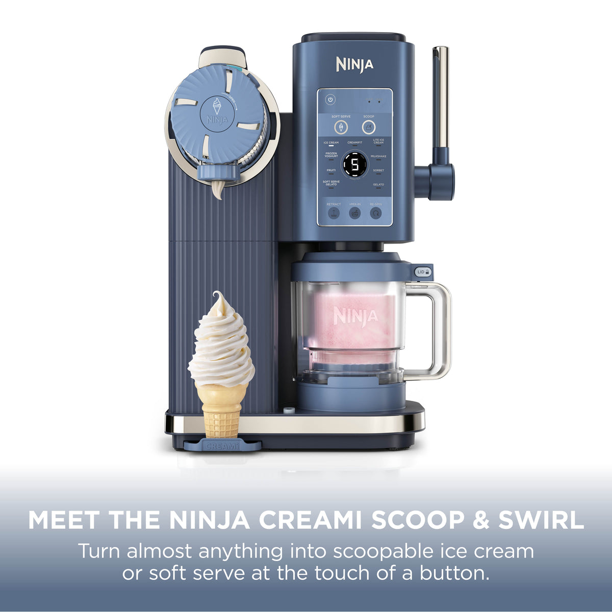 Ninja CREAMi Scoop & Swirl Soft Serve Maker - Navy - meet the CREAMi Scoop & Swirl