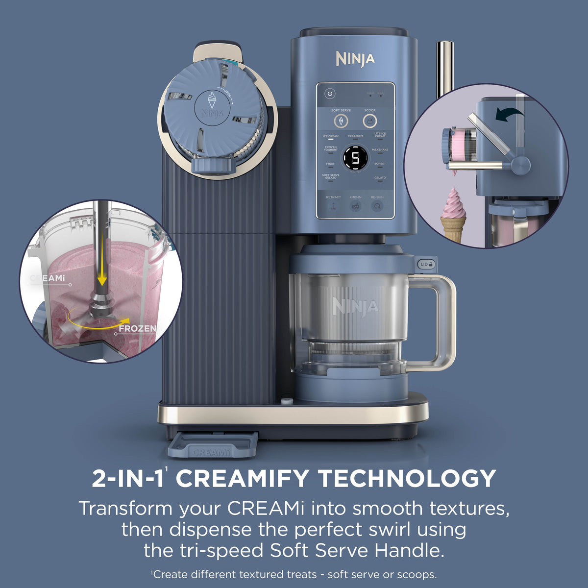 Ninja CREAMi Scoop & Swirl Soft Serve Maker - Navy - 2-in-1 Creamify technology