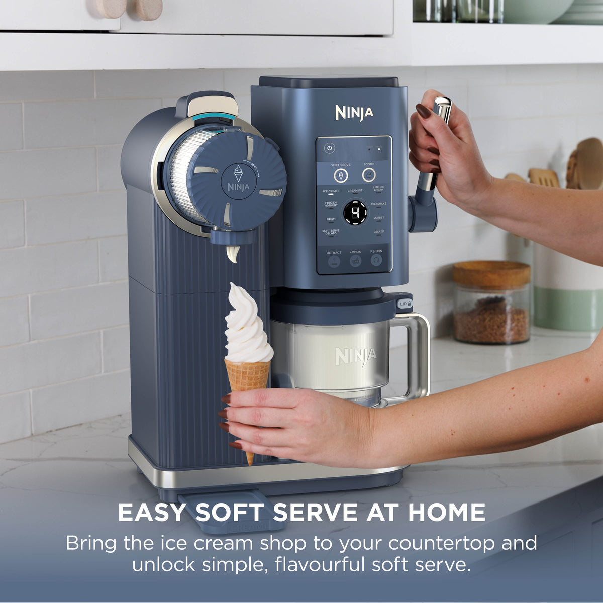 Ninja CREAMi Scoop & Swirl Soft Serve Maker - Navy - easy soft serve at home