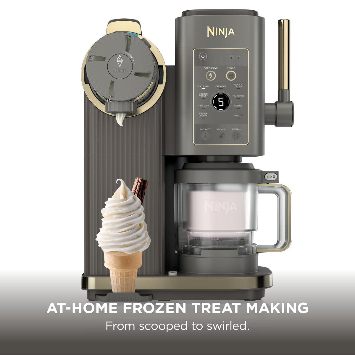 Ninja CREAMi Scoop & Swirl Soft Serve Maker - Mocha - at-home frozen treat making
