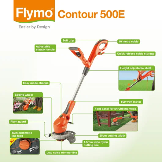 Flymo Contour 500E Electric Grass Trimmer & Edger | 9672414-01 Flymo Grass Trimmer Euronics Ireland