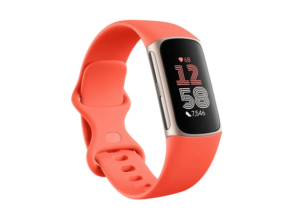 Fitbit Charge 6 - Advanced Fitness Tracker with GPS, Google Maps & NFC Payments - Coral/Champagne Gold Aluminium | 79-GA05184-GB