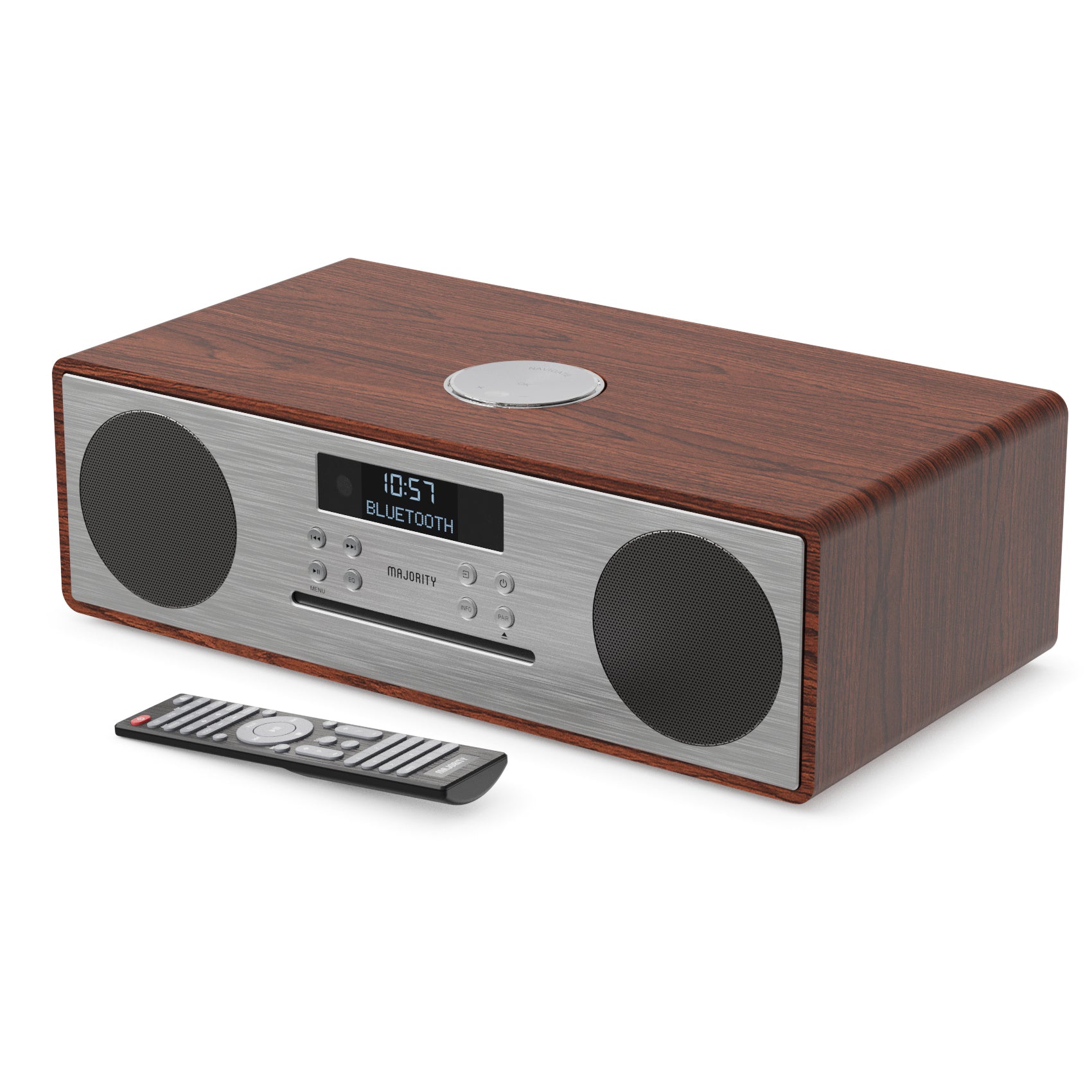 Majority Oakington DAB/FM Radio Music System with CD, Walnut - official product image