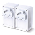 TP-Link TL-PA7017P KIT AV1000 Gigabit Passthrough Powerline Starter Kit — product view, two units with front passthrough sockets