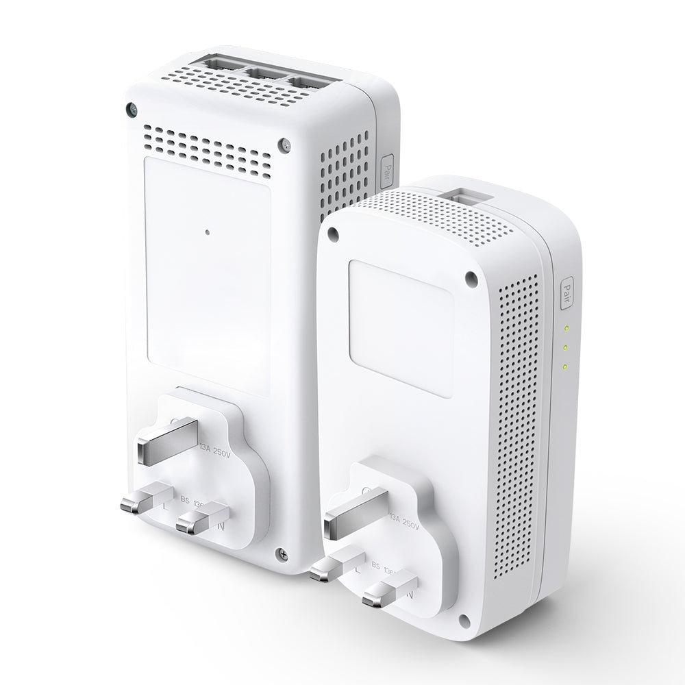 TP-Link TL-WPA8631P KIT AV1300 Gigabit Passthrough Powerline ac Wi-Fi Kit — product view, two units, plug angle