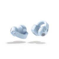 Sennheiser ACCENTUM Clip Open-Ear Earphones Ice Blue — charging case open with both earbuds