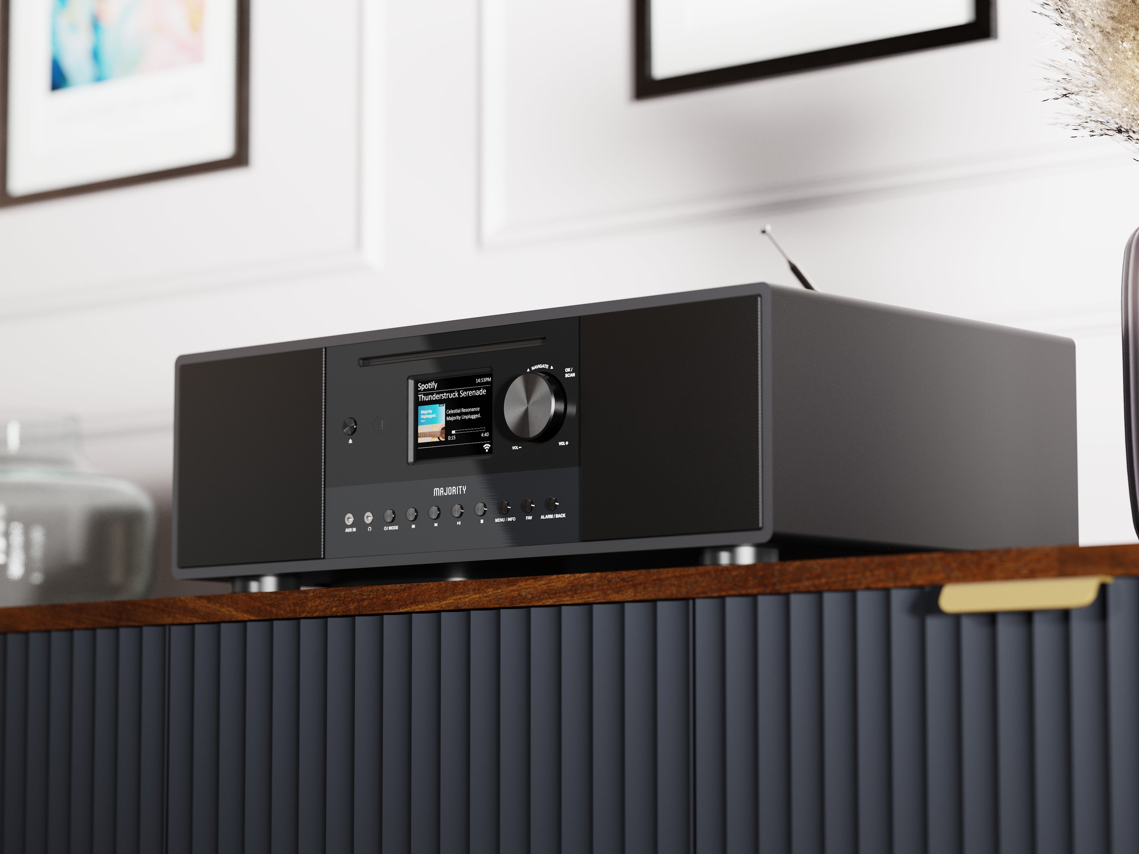 Majority Quadriga Internet Radio Music System with CD, Black - official product image