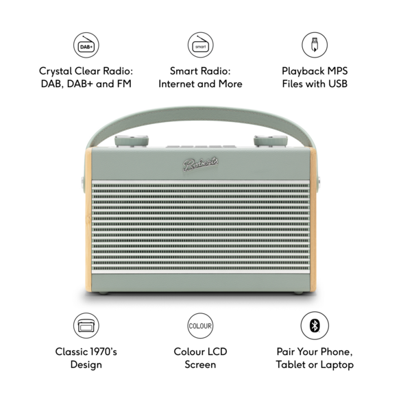 Roberts Rambler Max DAB+/FM/Internet Smart Radio in Duck Egg