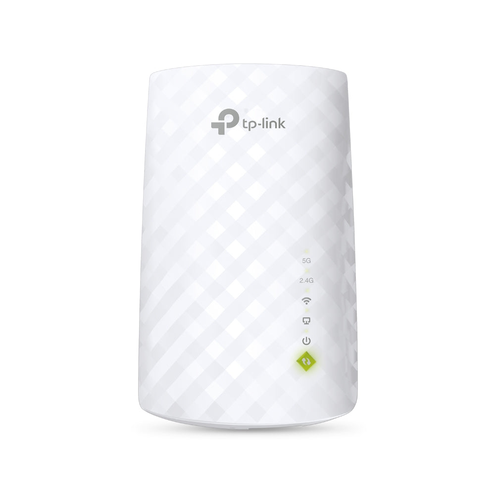 TP-Link RE200 AC750 Dual Band Wi-Fi Universal Wall-Plug Range Extender — front view showing diamond-textured finish