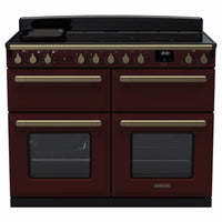 Rangemaster Estel Deluxe 110 Induction range cooker in Bordeaux with Antique Brass trim
