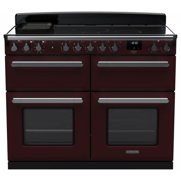 Rangemaster Estel Deluxe 110 Induction range cooker in Bordeaux with Chrome trim