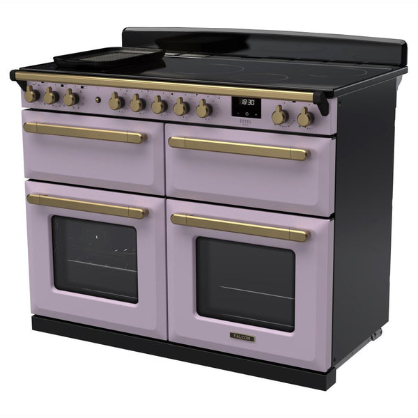 Rangemaster Estel Deluxe 110 Induction range cooker in Heather with Antique Brass trim