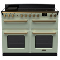 Rangemaster Estel Deluxe 110 Induction range cooker in Mint with Antique Brass trim