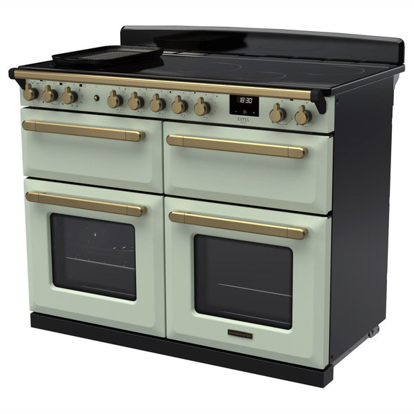 Rangemaster Estel Deluxe 110 Induction range cooker in Mint with Antique Brass trim