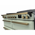 Rangemaster Estel Deluxe 110 Induction range cooker in Mint with Antique Brass trim