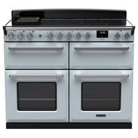 Rangemaster Estel Deluxe 110 Induction range cooker in Misty Blue with Chrome trim