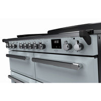 Rangemaster Estel Deluxe 110 Induction range cooker in Misty Blue with Chrome trim