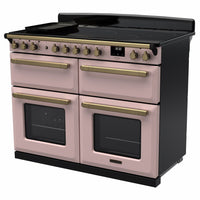 Rangemaster Estel Deluxe 110 Induction range cooker in Pale Pink with Antique Brass trim