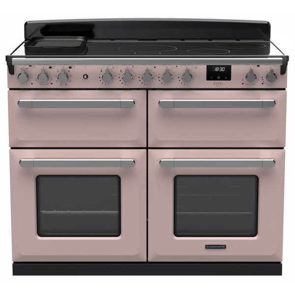 Rangemaster Estel Deluxe 110 Induction range cooker in Pale Pink with Chrome trim