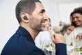Sennheiser Conversation Clear Plus True Wireless Earphones — lifestyle, worn while dining
