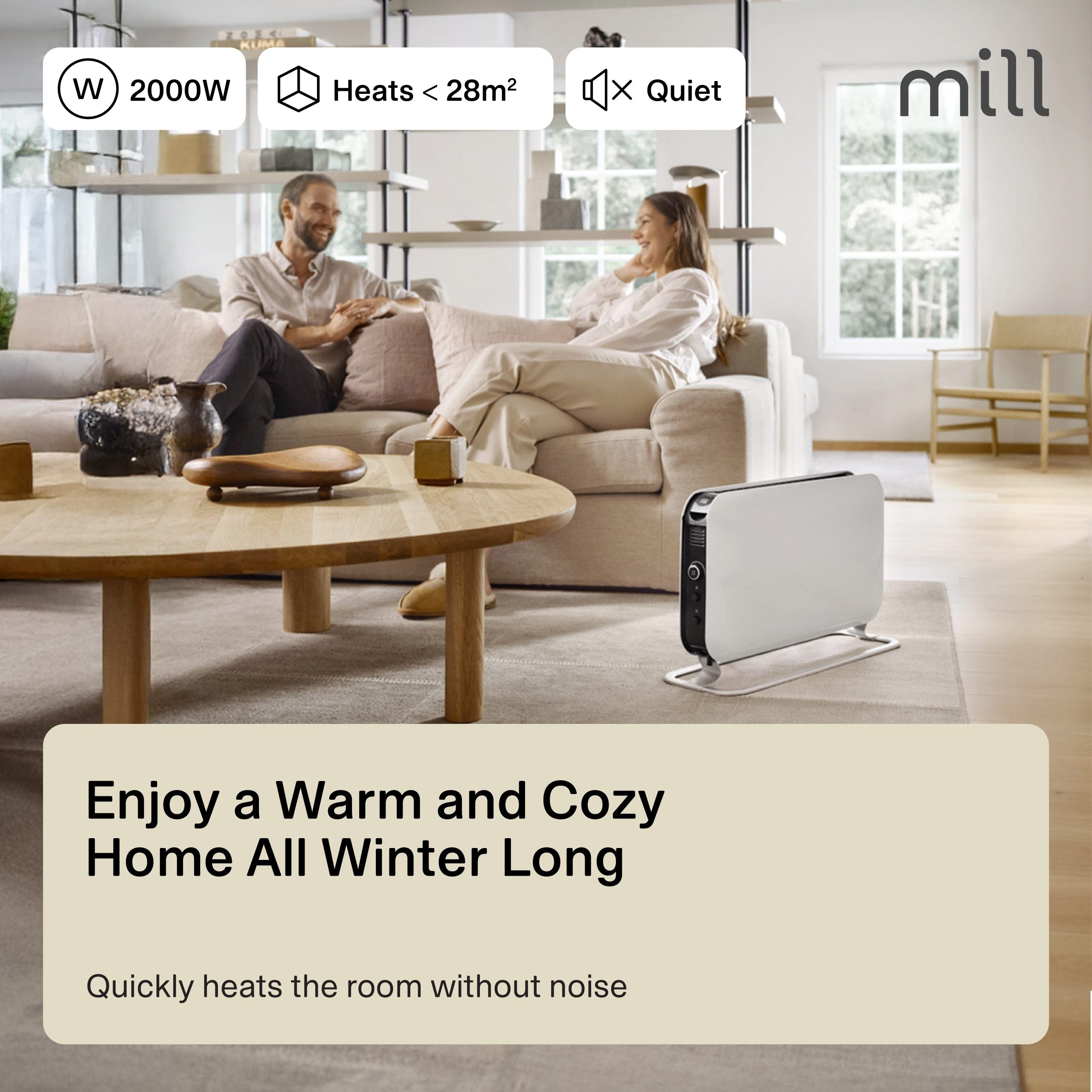 Mill Instant LED Portable Heater 2000W White product image