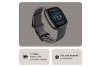 Fitbit Sense 2 - Advanced Health Smartwatch with cEDA Stress Sensor & GPS - Shadow Grey/Graphite | 79-FB521BKGB