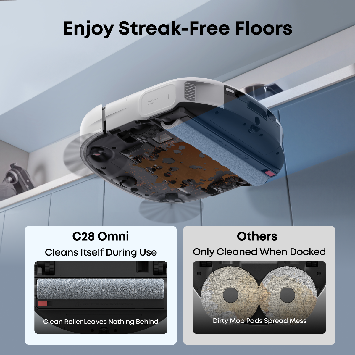eufy Omni C28 Robot Vacuum & Mop with Extra Dust Bags, White - official product image