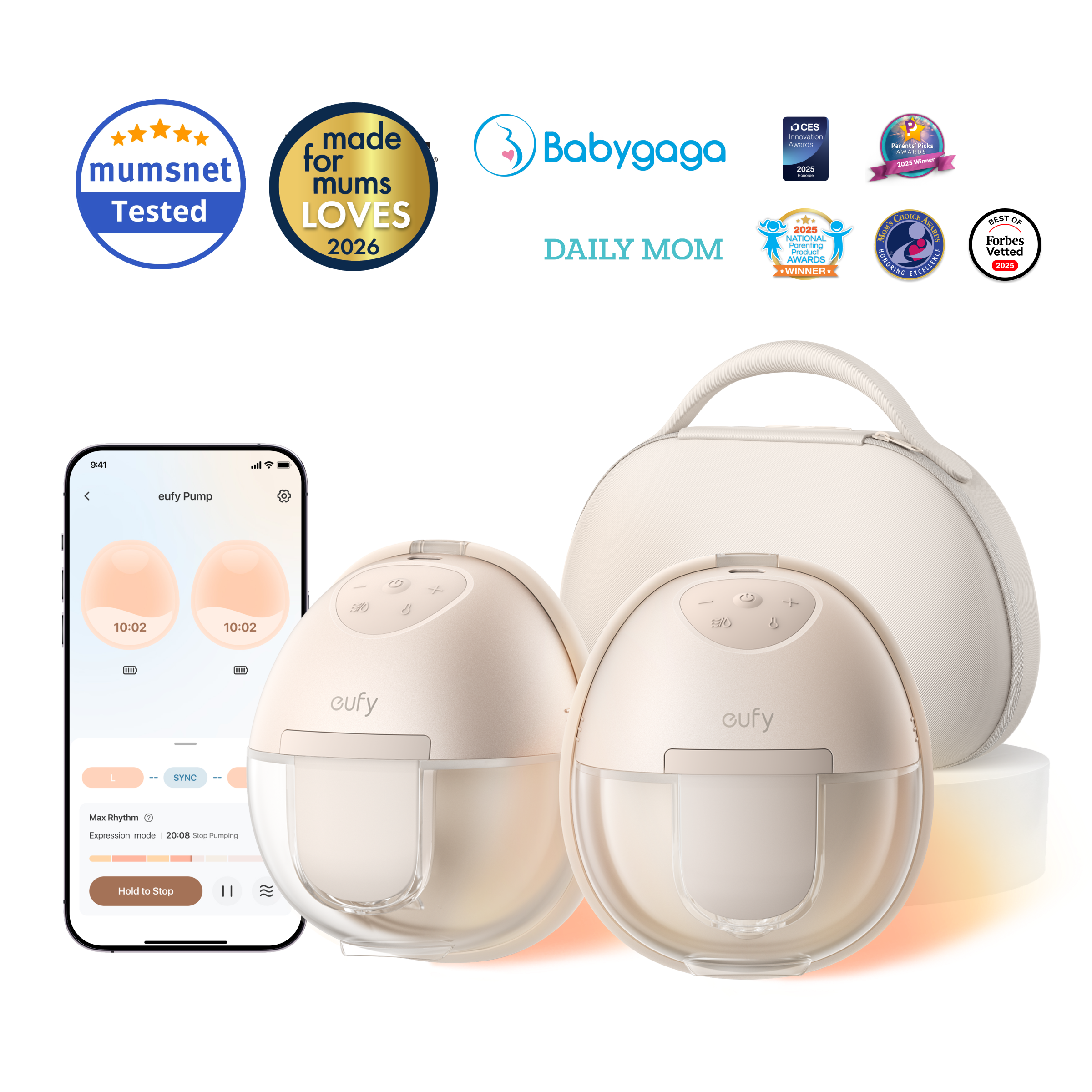 eufy Wearable Breast Pump S1 Pro, Brown - official product image