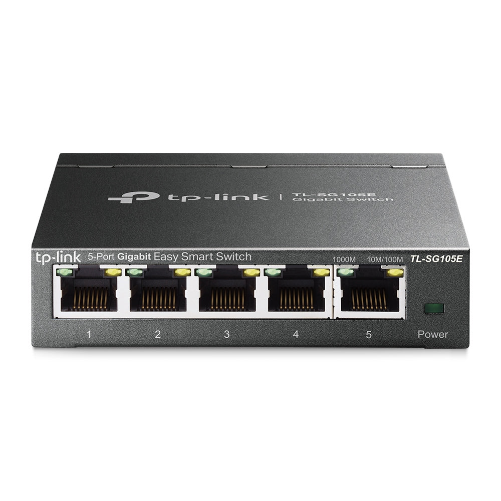 TP-Link TL-SG105E 5 Port Gigabit Easy Smart Switch — product view, 5 ports visible