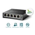 TP-Link TL-SG105E 5 Port Gigabit Easy Smart Switch — angled view, 5 ports and casing badges visible