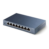 TP-Link TL-SG108 8 port Steel Gigabit Switch — angled view, 8 ports visible