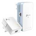 TP-Link TL-WPA7517 KIT AV1000 Gigabit Powerline ac Wi-Fi Kit — product view, Wi-Fi powerline unit paired with plain powerline unit