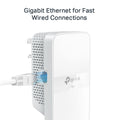 TP-Link TL-WPA7617 AV1000 Gigabit Powerline AC1200 Wi-Fi Extender — hero shot with Ethernet cable