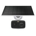 TC80 KIT solar-powered outdoor security camera mounted with solar panel, front view