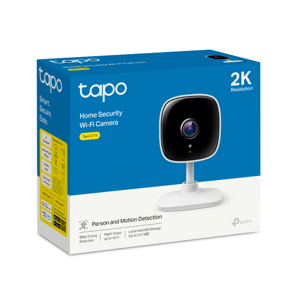 Tapo C110 home security Wi-Fi camera retail packaging box, 2K resolution