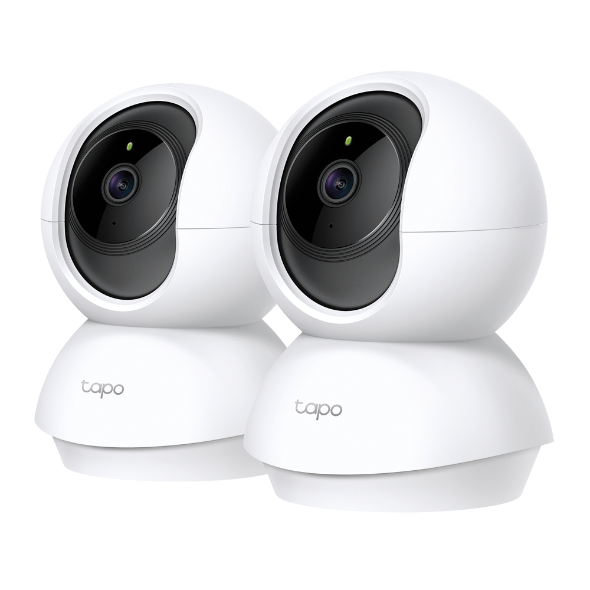 Tapo C200P2 pan and tilt home security Wi-Fi camera, 2-pack, two units side by side