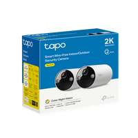 Tapo C410 wire-free indoor/outdoor security camera, 2-pack retail packaging box showing two units