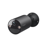 Tapo C411 smart wire-free security camera, Black, three-quarter view with wall mount