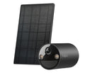 Tapo C411 KIT solar-powered security camera, Black, with solar panel, studio shot showing both kit components