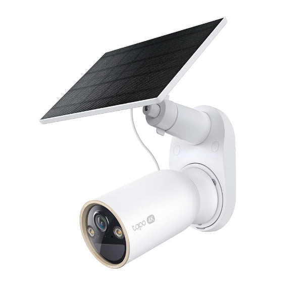 Tapo C460 KIT 4K solar-powered security camera mounted with solar panel on wall bracket